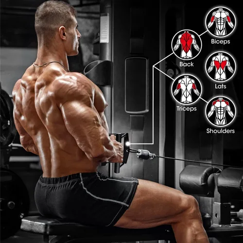Miniatura 4 de Yes4All Cable Machine Attachment, Double D Handle & Tricep Rope Cable Attachment, Weight Machine Accessories Load 880 LB for Home Gym Negro