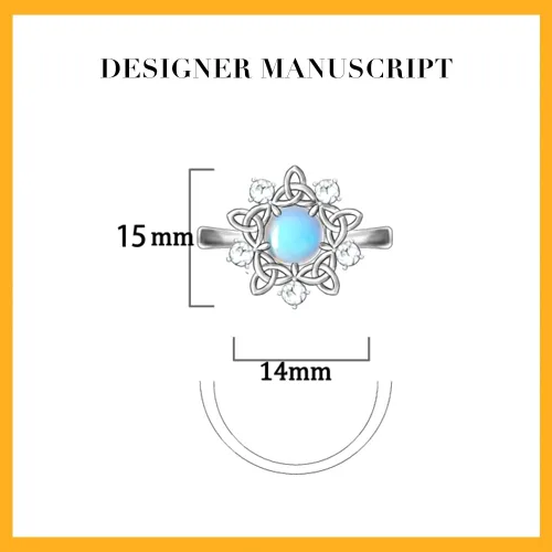 Miniatura 3 de Anillo de piedra lunar con nudo celta, piedra de nacimiento de junio, anillos de compromiso celta de eternidad, anillos de compromiso para mujer