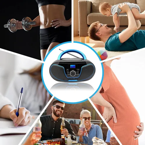 Miniatura 8 de Reproductor de CD Boombox, LP-D02 portátil Bluetooth FM Radio Sistema de sonido estéreo con sonido cristalino, reproducción de MP3, entrada USB