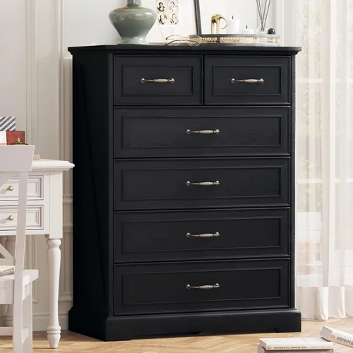 Miniatura 25 de Thacuok Cómoda de 3 cajones para dormitorio, cómoda de madera de 24 pulgadas de ancho, cómoda rústica de granja con cajones grandes y asas de metal