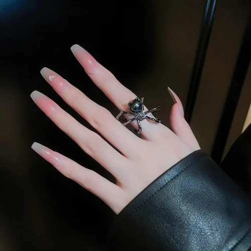 Miniatura 4 de Wiwpar Anillo de dedo abierto de araña grande negro gótico punk para mujeres y hombres, estilo bohemio, vintage, grueso, nudillo, araña, anillos