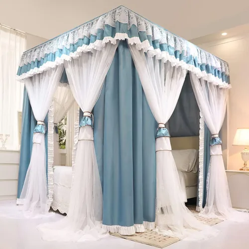 Miniatura 11 de Dosel de cama de 4 postes de esquina de princesa y bonita mosquitera para cama de niñas, dormitorio de adultos, habitaciones de niños; red