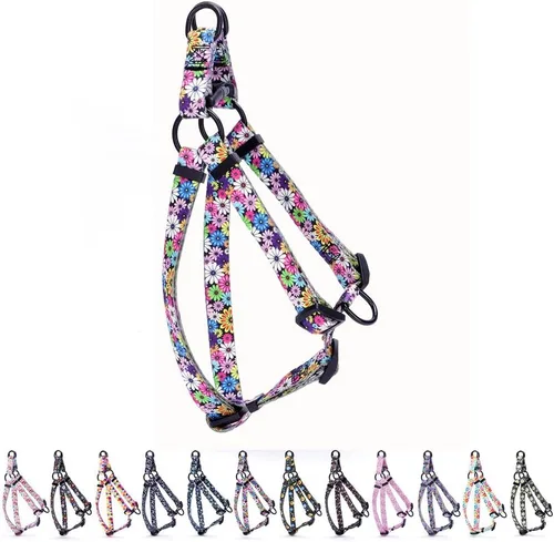 Miniatura 8 de Arnés para perro hembra, bonito patrón geométrico de triángulos geométricos, hebilla de liberación rápida, cuello halter ajustable para perros
