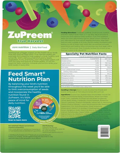 Miniatura 9 de ZuPreem Pellets naturales para pájaros, alimento diario para aves para cacatúas, agapornis, cuáqueros, conuros pequeños, lorikeet, nutrición básica