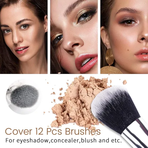 Miniatura 4 de MSQ - Juego de 29 brochas de maquillaje profesionales con cinturón ajustable, bolsa de maquillaje, base de polvo, brochas para sombras de ojos