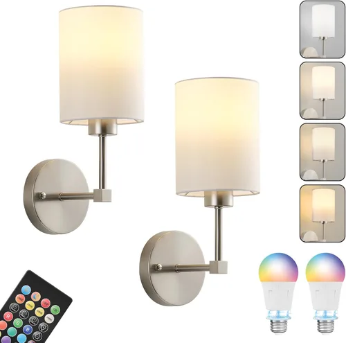 Miniatura 17 de Juego de Dos Apliques de Pared a Batería, Luz de Pared Inalámbrica Recargable con Control Remoto, Regulable, Luz Ámbar/Blanco Cálido/Blanco Negro
