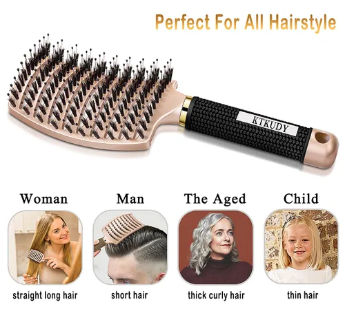 Miniatura 4 de KTKUDY Cepillo desenredante para eliminar nudos sin dolor, cepillo de cerdas de jabalí que hace que el cabello sea brillante y saludable, cepillo
