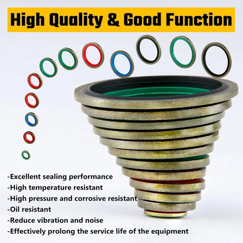 Miniatura 5 de KOOTANS 240 piezas de 12 tamaños NBR Metal Bonded Sealing Washer Assort Kit Hidrálico Resistente al Aceite de Goma Junta de Sello de Tubo de Aceite