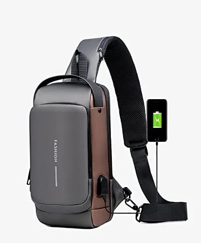 Miniatura 2 de Bolso bandolera antirrobo, mochila de hombro, mochila ligera en el pecho con puerto de carga USB, apto para iPad de 9.7 pulgadas, Normal, Mochilas