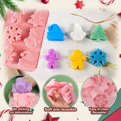 Miniatura 6 de 2 PCS Moldes de Silicona para Hornear de Navidad, Moldes de Silicona de Árbol de Navidad para Fiestas Navideñas, Moldes de Jabón y Dulces, Árbol