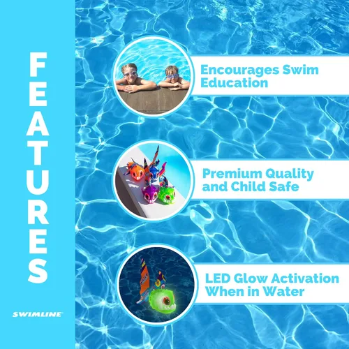 Miniatura 2 de Swimline Paquete de 1 juguete de buceo original con luz LED brillante de animales marinos, piraña para atrapar el pez, juego de recuperación