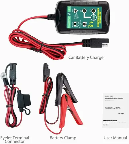 Miniatura 2 de Cargador de batería de coche inteligente de 1.5 A, cargador automotriz portátil de 6 V y 12 V, mantenedor de batería, cargador de goteo flotante