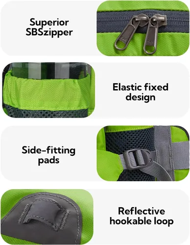 Miniatura 4 de Waterfly - Riñonera Fanny Pack: Bolso Fanny con 2 soportes para botellas de agua, cinturón lumbar, para senderismo, caminatas, correr, trotar, Verde