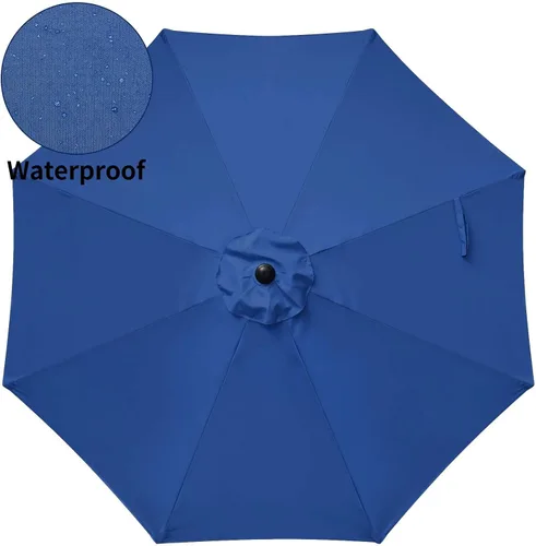 Miniatura 4 de Simple Deluxe Sombrilla de patio al aire libre, protección UV, con botón de inclinación/manivela y 8 varillas resistentes, para mesa, jardín, Azul
