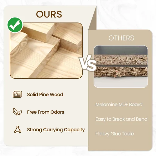 Miniatura 5 de EXPERLAM Organizador de Almacenamiento de 4 Cubos - Estantería de Madera Maciza con 2 Contenedores de Almacenamiento, Estante de Cubos con 2 Paneles
