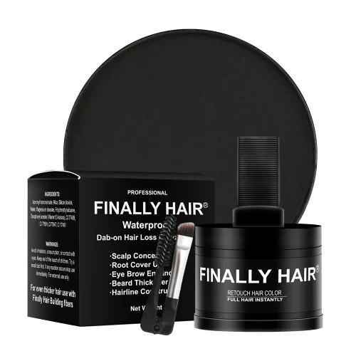 Miniatura 5 de Finally Hair Fibras de cabello rubio oscuro impermeables y corrector de pérdida de cabello, cobertura gris, creador de línea de cabello, potenciador