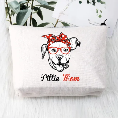 Miniatura 7 de BDPWSS Pittie Mom Gift Pitbull Dog Lovers Bolsa de maquillaje Pitbull Mama Regalo del Día de la Madre Crazy Dog Lady Bolsa de Cosméticos para Amigo