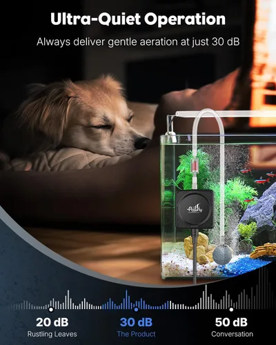 Miniatura 2 de Pawfly Mini bomba de aire para acuario, kit aireador de oxígeno ultra silencioso para peceras de 1 a 15 galones con tubo de aire, piedra de aire