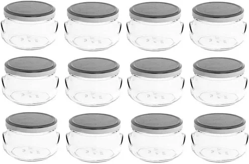 Miniatura 7 de Nakpunar 12 tarros de sopera de vidrio de 3.3 oz con tapas negras, 3.4 fl oz
