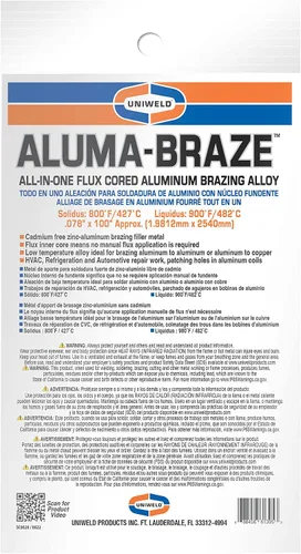 Miniatura 2 de Uniweld UAB Aluma-Braze™, aleación de soldadura de aluminio con núcleo de fundente todo en uno