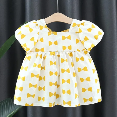 Miniatura 4 de Xbgqasu Toddler Baby Girls Dress Summer Bohemia Ruffle Bowknot Short Puff Sleeve Casual A Line Backless Dresses Party Clothes 5 Year Old Girl