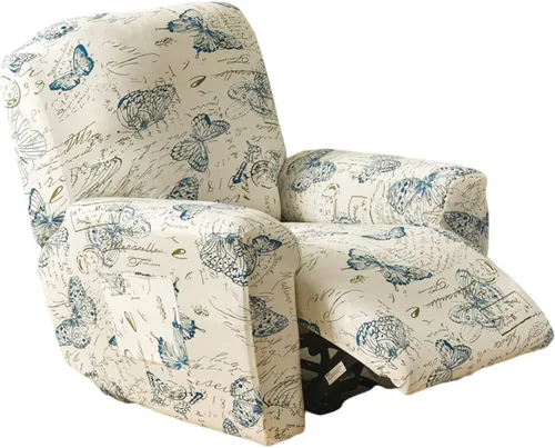 Miniatura 49 de CRFATOP Funda para sillón reclinable con estampado floral con bolsillos, funda única para sillón reclinable, 4 piezas, funda para sillón reclinable