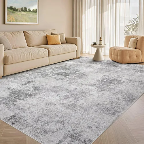 Miniatura 19 de Tortania Alfombra redonda lavable de 5 pies para sala de estar: Alfombra moderna abstracta neutra grande suave y delgada – Alfombra antideslizante