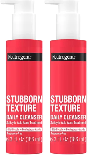 Miniatura 9 de Neutrogena Stubborn Texture Limpiador facial diario para acné, lavado facial de ácido salicílico + ácidos glicólicos y polihidroxi, sin fragancia