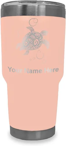 Miniatura 20 de LaserGram Vaso aislado al vacío de 20 onzas, tortuga marina hawaiana, grabado personalizado incluido (negro)
