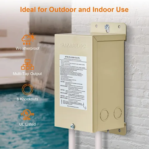 Miniatura 3 de Suraielec Transformador de luz de piscina de 300 W, 120 V CA a 12 V 13 V 14 V CA Multi Tap Salidas, transformador de paisaje de bajo voltaje