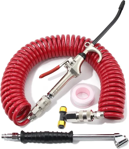 iBroPrat Kit de Pistola de Aire, Kit de Pistola de Aire de Servicio Pesado para Manguera de Aire de Camión Semi con Bobina Larga de 30 pies (9M) y
