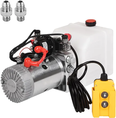 Miniatura 9 de Unidad de potencia hidráulica de 15 cuartos de galón, bomba de remolque de depósito de metal de efecto único de 12 V con control remoto