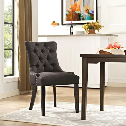 Miniatura 2 de Modway Regent Modern - Elegante tela tapizada con botones y ribete de cabeza de clavo, silla auxiliar de comedor, color marrón