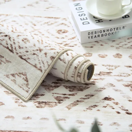 Miniatura 195 de jinchan - Tapete lavable de 5 x 7 pies, marroquí, de lana sintética, color gris pardo, resiste manchas, antideslizante, fino, moderno, geométrico