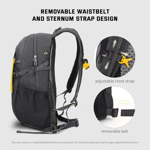 Miniatura 4 de SKYSPER Mochila pequeña para senderismo, mochila de viaje ligera de 20 L, mochila de día para senderismo para mujeres y hombres Lantc20-gris oscuro