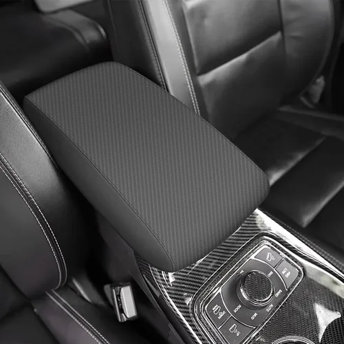 Miniatura 10 de AOMSAZTO Fundas de cuero negro para apoyabrazos de Grand Cherokee 2011-2021 para Jeep Cojín de consola para Grand Cherokee (no para 2022)