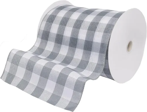 Miniatura 8 de Morex Ribbon 7398.60/50-613 Cambridge - Cinta con cable de 2.5 pulgadas x 50 yardas, color blanco y negro, cinta a cuadros para envolver regalos