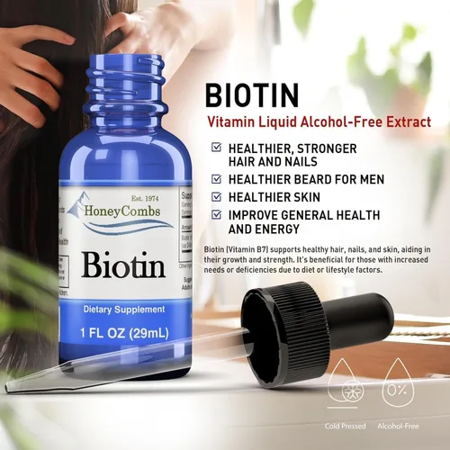 Miniatura 3 de B7 Drops 500% DV Biotina, vitaminas para el cabello y las uñas para mujeres, hombres y niños, líquido de biotina sublingual para una piel saludable