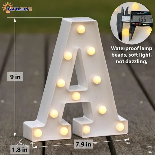 Miniatura 3 de HXWEIYE Letras iluminadas A, letrero con luces LED de marquesina 26 letras del alfabeto y 10 números, letra grande luminosa para fiesta, cumpleaños