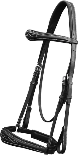Miniatura 2 de Exion Dressage Brid: forro suave, forma anatómica y costuras de diseñador en banda de cejas y banda nasal viene con riendas de tela equipadas con un