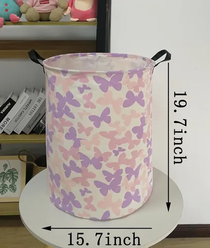 Miniatura 4 de Cesta plegable para ropa sucia para niños, cesta organizadora de almacenamiento plegable, almacenamiento de ropa de juguetes con asas para Mariposa