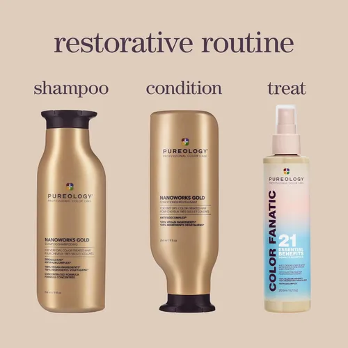 Miniatura 7 de Pureology Nanoworks Gold Shampoo Para cabello muy seco y teñido Renueva suavidad y brillo Sin sulfatos Vegano