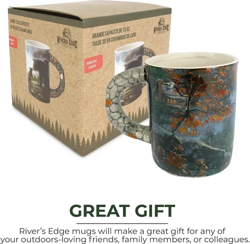 Miniatura 5 de Rivers Edge Products Black Bears - Taza de café de cerámica 3D con asa, 15 onzas, tazas de espresso y tazas de café de cerámica, perfecta para café