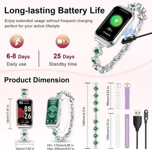 Miniatura 9 de Smart Watches for Women,Fitness Tracker Watches with Sleep Monitor/Heart Rate/Blood Oxygen,IP68 Waterproof FitnessTracker with Long