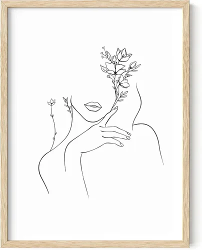 Miniatura 58 de HAUS AND HUES Impresión artística minimalista de mujer, póster de figura femenina, arte abstracto de pared neutro, arte de pared de dibujo lineal