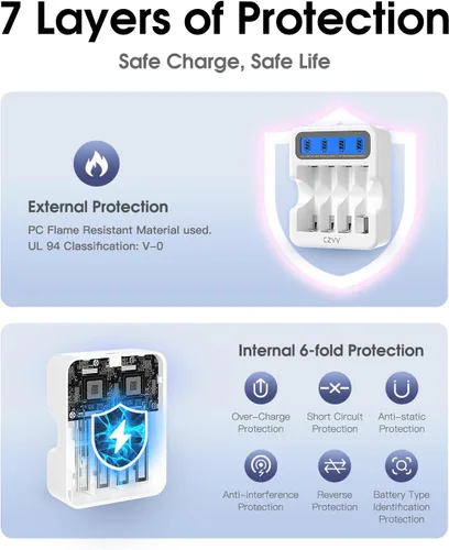 Miniatura 4 de Baterías recargables AA de litio de 1.5 V, paquete de 8 unidades de gran capacidad de 3500 mWh, doble A compatible con detección de batería baja