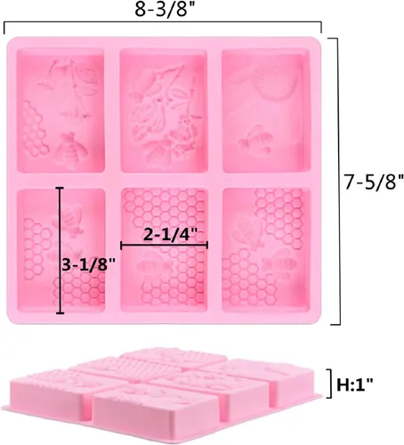 Miniatura 2 de 2 moldes rectangulares de silicona de abeja para jabón, moldes de panal para chocolate gelatina de caramelo, fabricación casera de manualidades