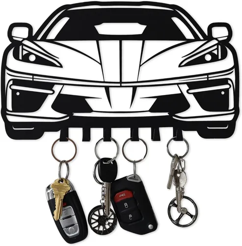Miniatura 14 de MOOH Llavero de metal para automóvil con 6 ganchos, decoración única de pared para hombres y mujeres, decoración de cueva de hombre genial