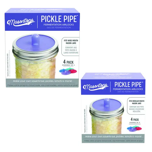 GEMMA Correll Pickle tubo – de una sola pieza fermentación sin agua Airlock tapas de silicona para Mason Jar fermentación – Boca ancha – 3 Pack,