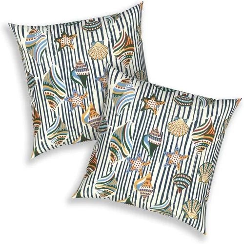 Miniatura 538 de Juego de 2 almohadas para exteriores de 16 x 16 pulgadas, repelentes al agua con interiores, para muebles de patio, hogar, jardín, geometría bohemia